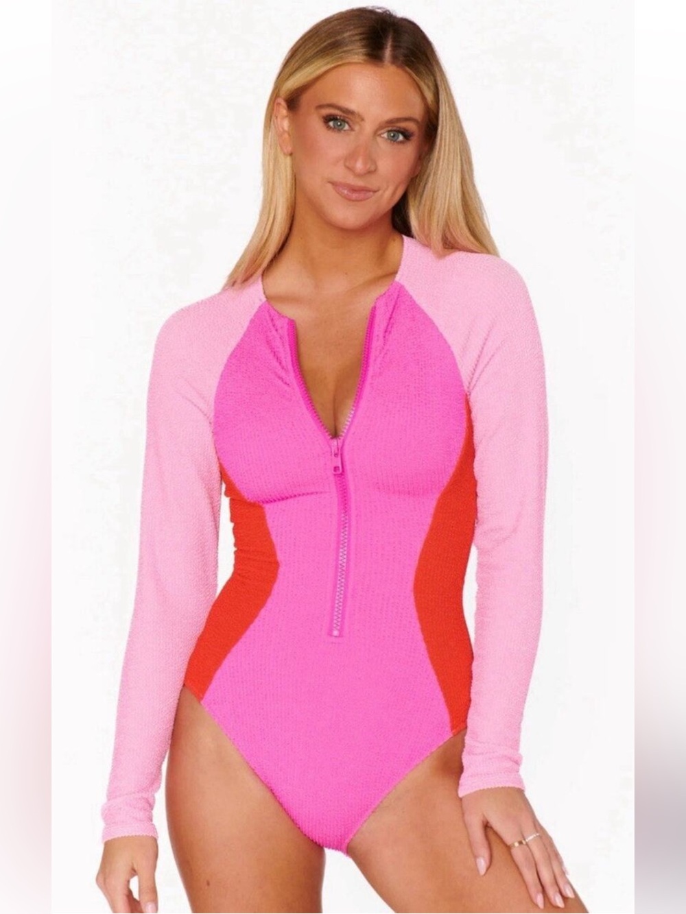 NEW! Show Me Your Mumu Surfside Swimsuit Pink Red Colorblock 2X